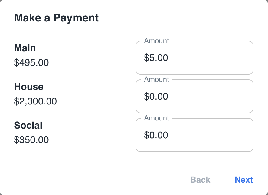 Payment Process First Step, Setting the ledger amounts